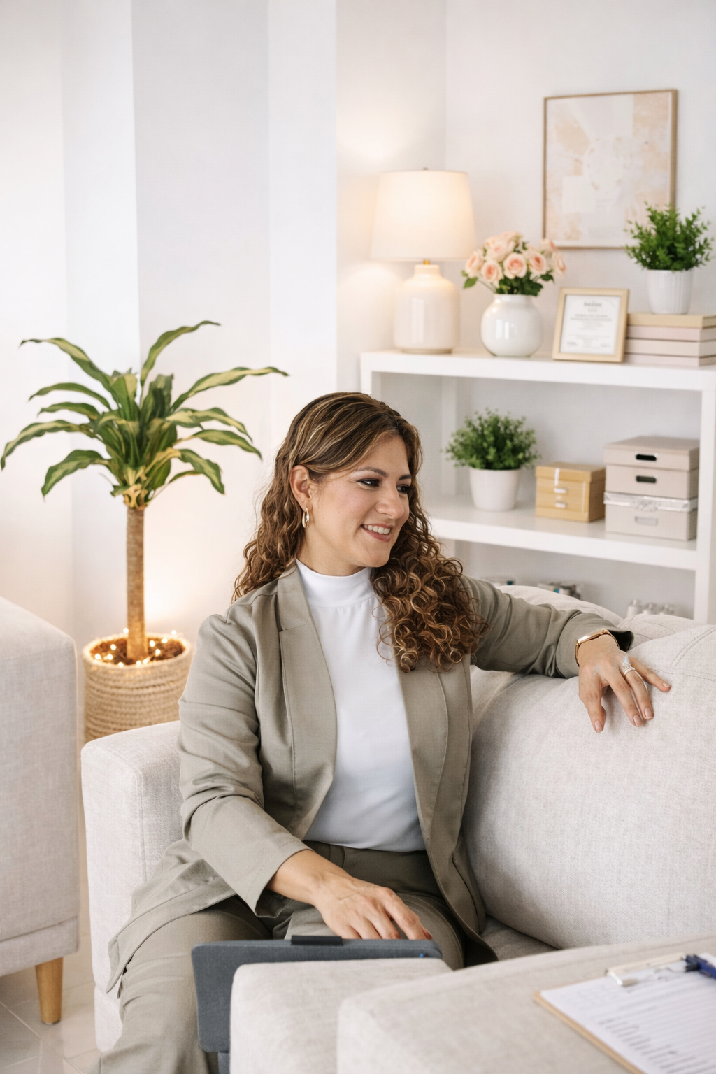 Patricia Sanabria atendiendo a una consulta